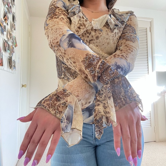 Rampage gold & blue blouse! - Picture 3 of 3